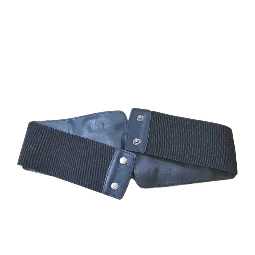 BP Western Triple Buckled Waist Cincher Hip Belt Black Sm/Med Snap Stretchy Nwt